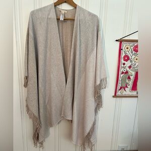 NWOT Eileen Fisher Light Tan 100% Cotton Knit Poncho/shawl/scarf. one size